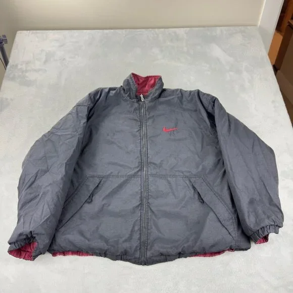 Vintage Nike Y2K Men's Size Large Reversible Big Nike Logo Embroidered Jacket